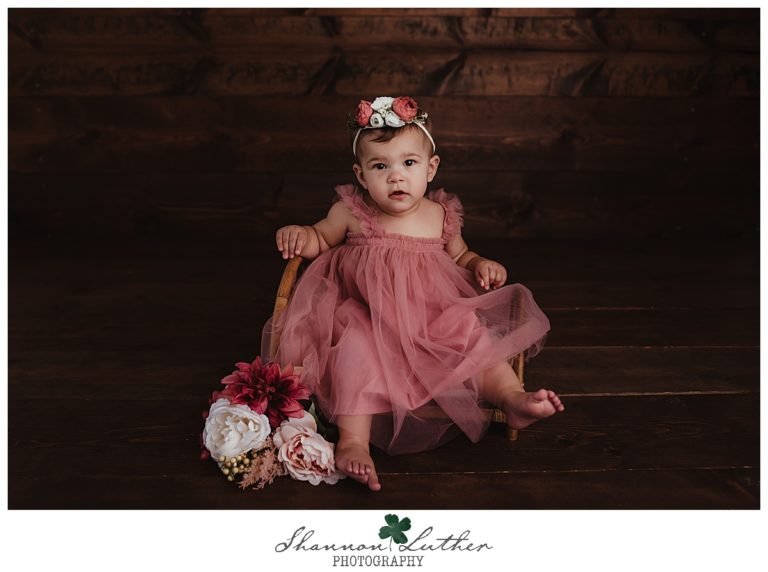 West Monroe Louisiana Infant Portrait Photographer | Meadow 12 Month Milestone Studio Portrait Session
